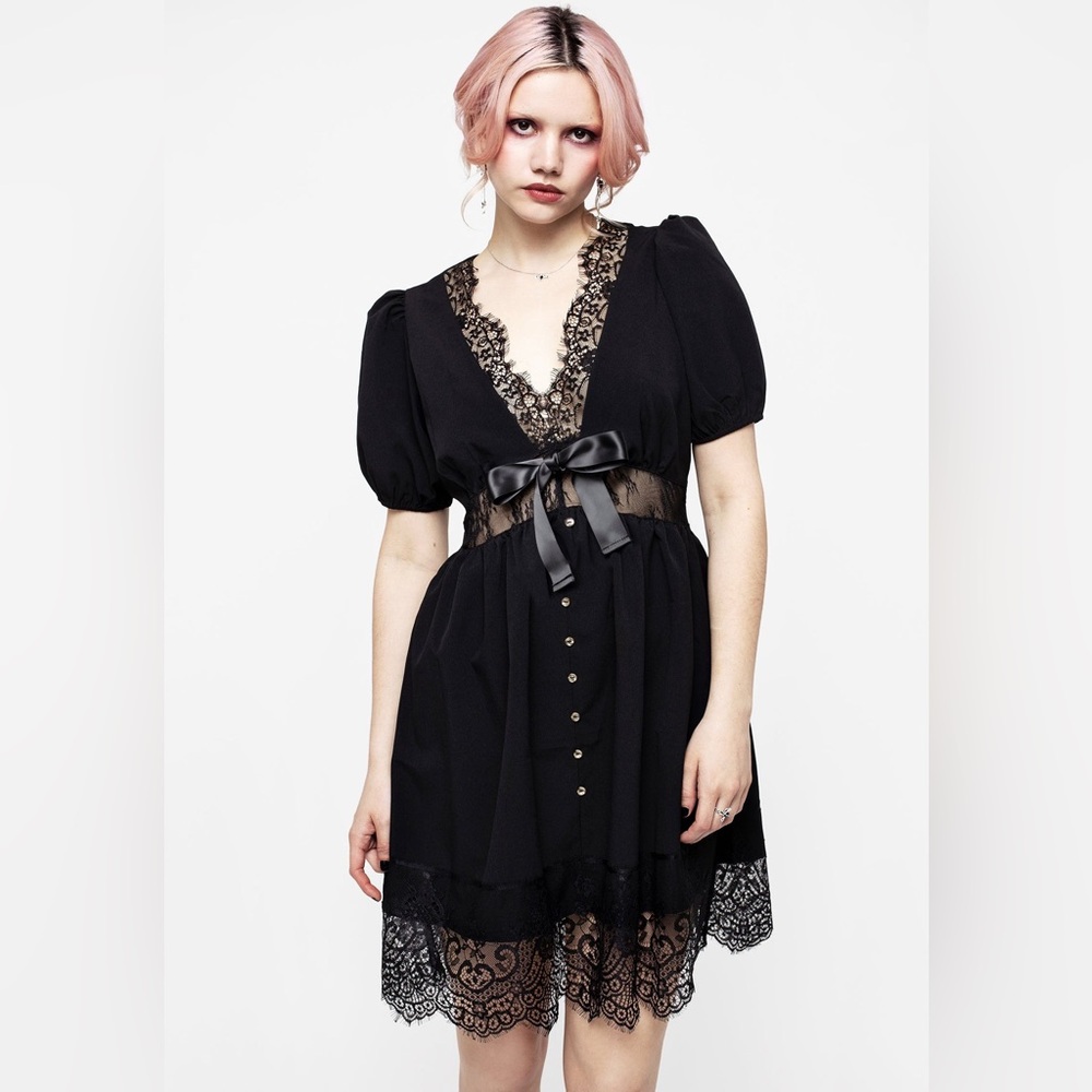 NWT Disturbia Mortuary Lace Button Up Mini Dress US 14 / UK 18 - Picture 6 of 12